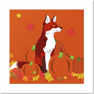 A Fox in the Pumpkin Patch Posters and Art